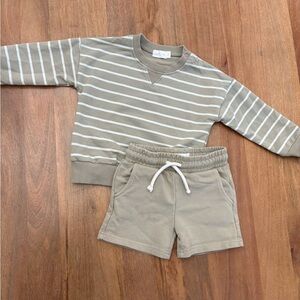 Jamie Kay Striped Gray and Tan Kids Matching Set